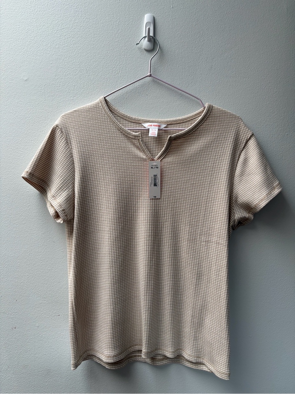 Joe Fresh Beige Short Sleeve Waffle-Knit Tee
